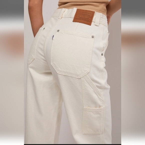 Levi's Cargo Dad * Utility Straight Denim Jeans Ecru - Picture 13 of 16